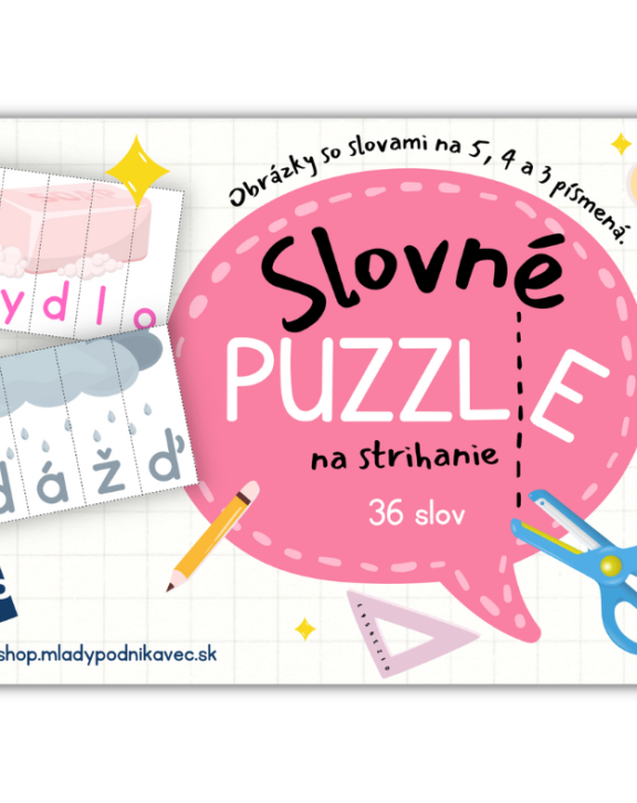 Pre 1. stupeň, najmä prváčikov sme pripravili hracie karty na strihanie vo forme puzzlí. Stačiť Vám alebo deťom budú nožnice. Rozstrihajte slová a poriadne ich zamiešajte. Hra sa môže začať. Deti budú zamiešané písmenká spájať do slov. Pomôcť im môže aj obrázok či farba písmen. Táto metodická pomôcka pomôže deťom so slovnou zásobou, komunikáciou, vizualizáciou a jemnou motorikou pri strihaní. Kartičky obsahujú: 36 slov z toho 12 slov s 5 písmenami, 12 slov so 4 písmenami a 12 slov s 3 písmenami. TIP: Pre väčšiu zábavu môžete slovné puzzle použiť aj ako aktivitu, pri ktorej budú deti slová rozdeľovať na kategórie, napr. príroda, predmety, zvieratá a pod. Prajeme veľa zábavy. Dodanie: do 7 pracovných dní
