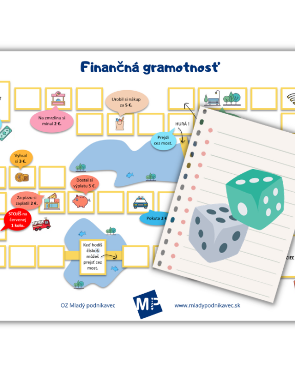 Môžu sa deti učiť o financiách hravo a zážitkovo? Áno, môžu. Vytvorili sme pre Vás plán spoločenskej hry, ktorý je vhodný pre všetky ročníky 1. stupňa. Deti si pomocou hry vyskúšajú či dokážu rozoznať príjmy od výdavkov, precvičia si zručnosti z matematiky, a to všetko prostredníctvom práce v tíme. Každý žiak hrá sám za seba, všetci začínajú s rovnakým rozpočtom, no na konci vyhrá ten komu ostane najviac peňazí, nie ten kto je prvý! Vyskúšajte hru počas vyučovania, zábavu zaručujeme. TIP: Pre ešte väčšie napätie z hry vyskúšajte nasledovné. Keď všetky tímy žiakov dohrajú, povedzte žiakom, aby si svoje rozpočty spočítali dokopy a zvíťazí ten tím, ktorý ma najviac peňazí. Čo k hre potrebujete? pero, papier, hracie kocky a panáčikov Trvanie hry: 20 min. Dodanie: do 7 pracovných dní